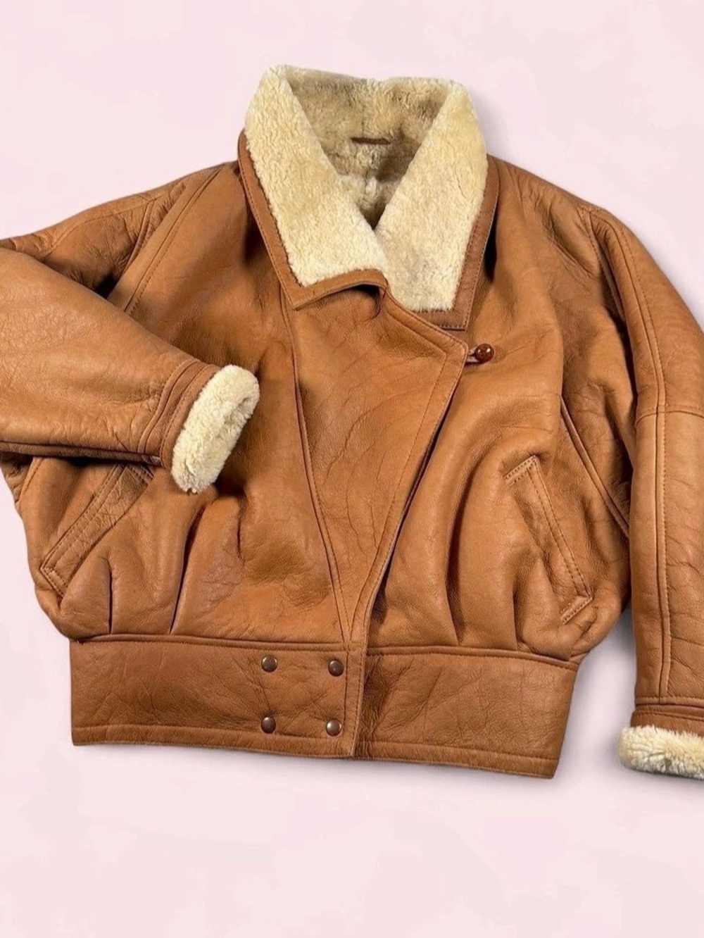 Andrew Marc Shearling Leather Jacket in Brown Medium